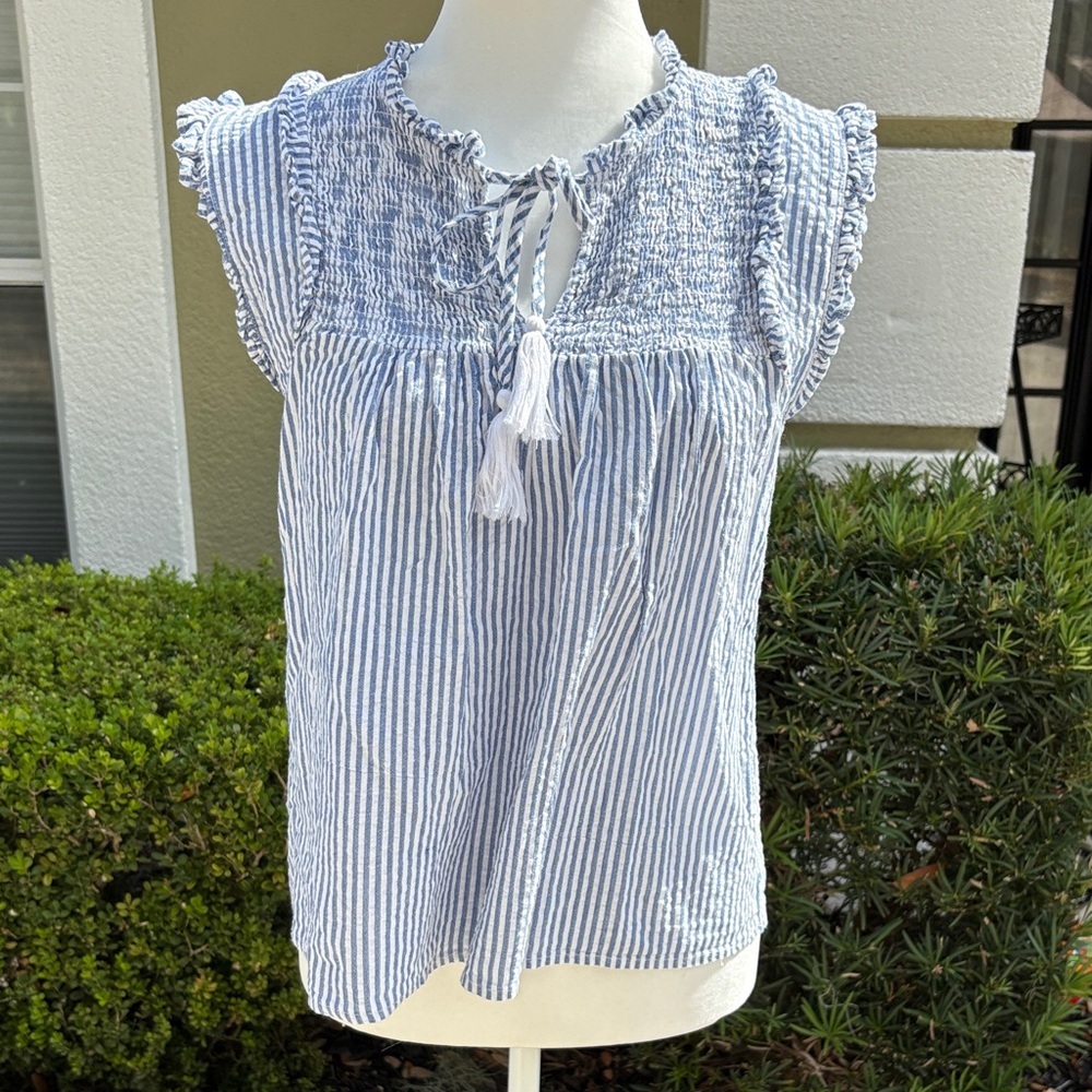 Joie Blue and White Striped Women's Top
